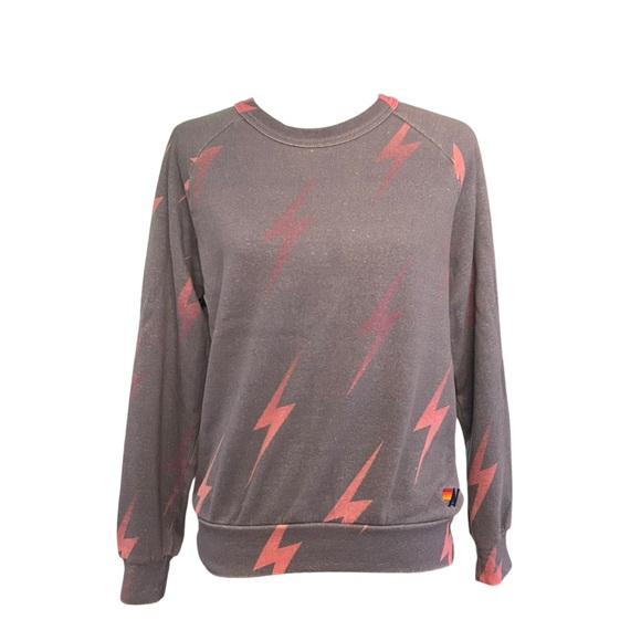 Aviator Nation Tops - Aviator Nation Lightening Bolt Crewneck Sweatshirt Women’s SZ XS in Blue Grey